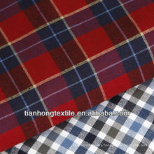 100% Yarn Dyed Cotton Red Check Plain Woven Flannelet Fabric